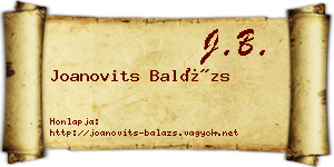 Joanovits Balázs névjegykártya